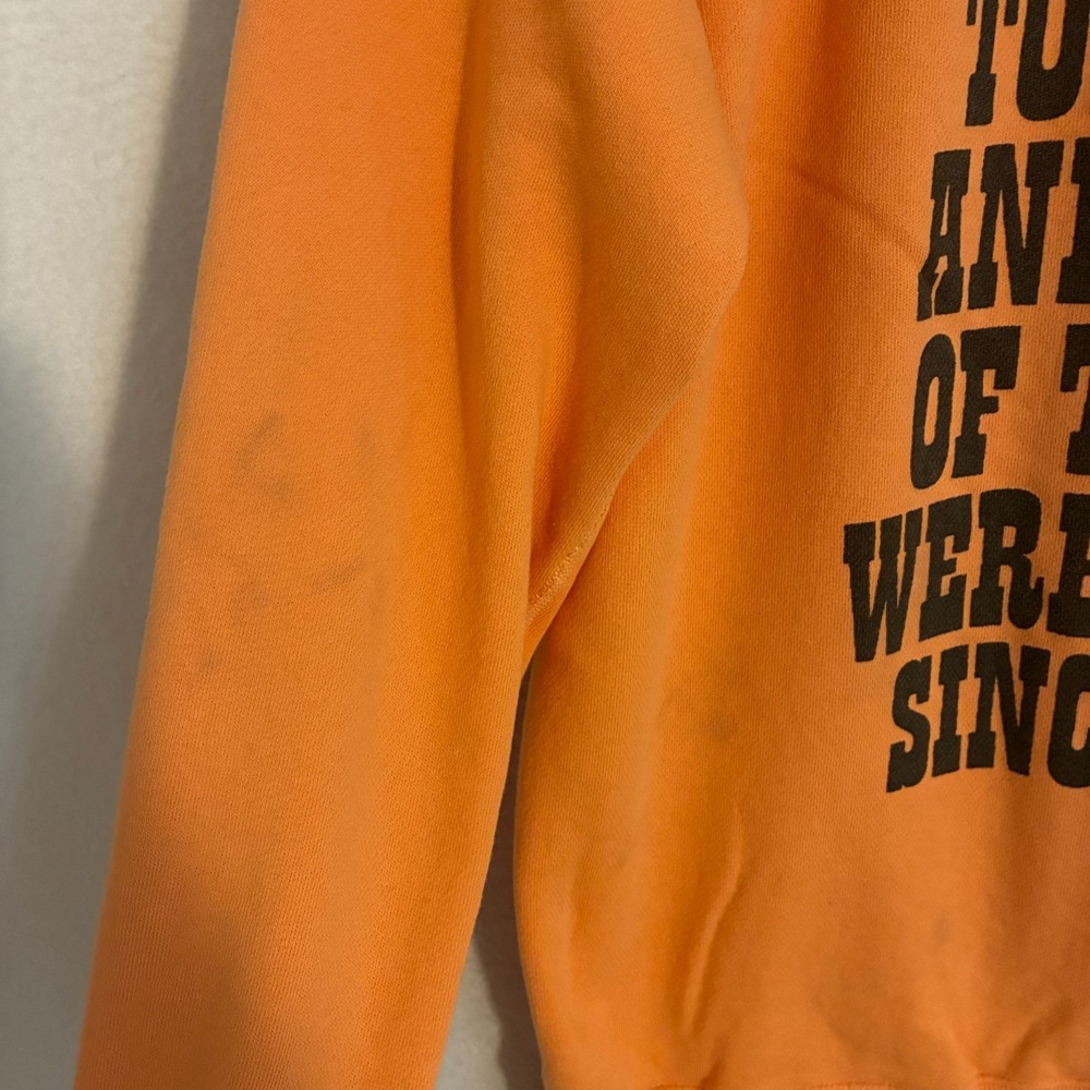 Peanuts x Marc Jacobs Franklin Sweatshirt Size S Orange Distressed Charlie RARE - Picture 6 of 13